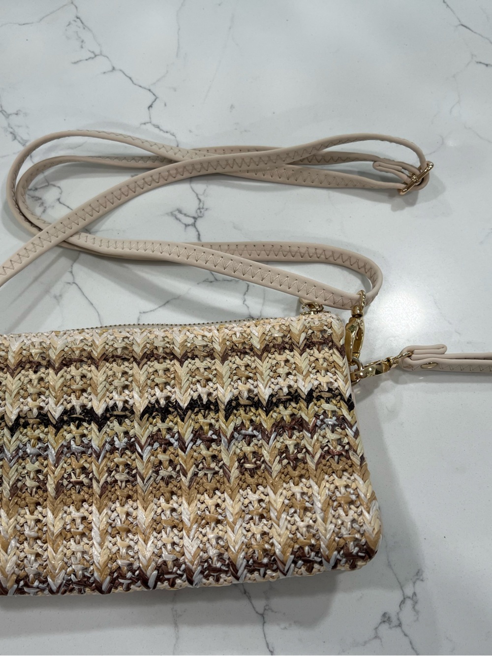 CAROLINE HILL Ratan Clutch‎ Crossbody Bag Ivory NWOT Multi Pockets